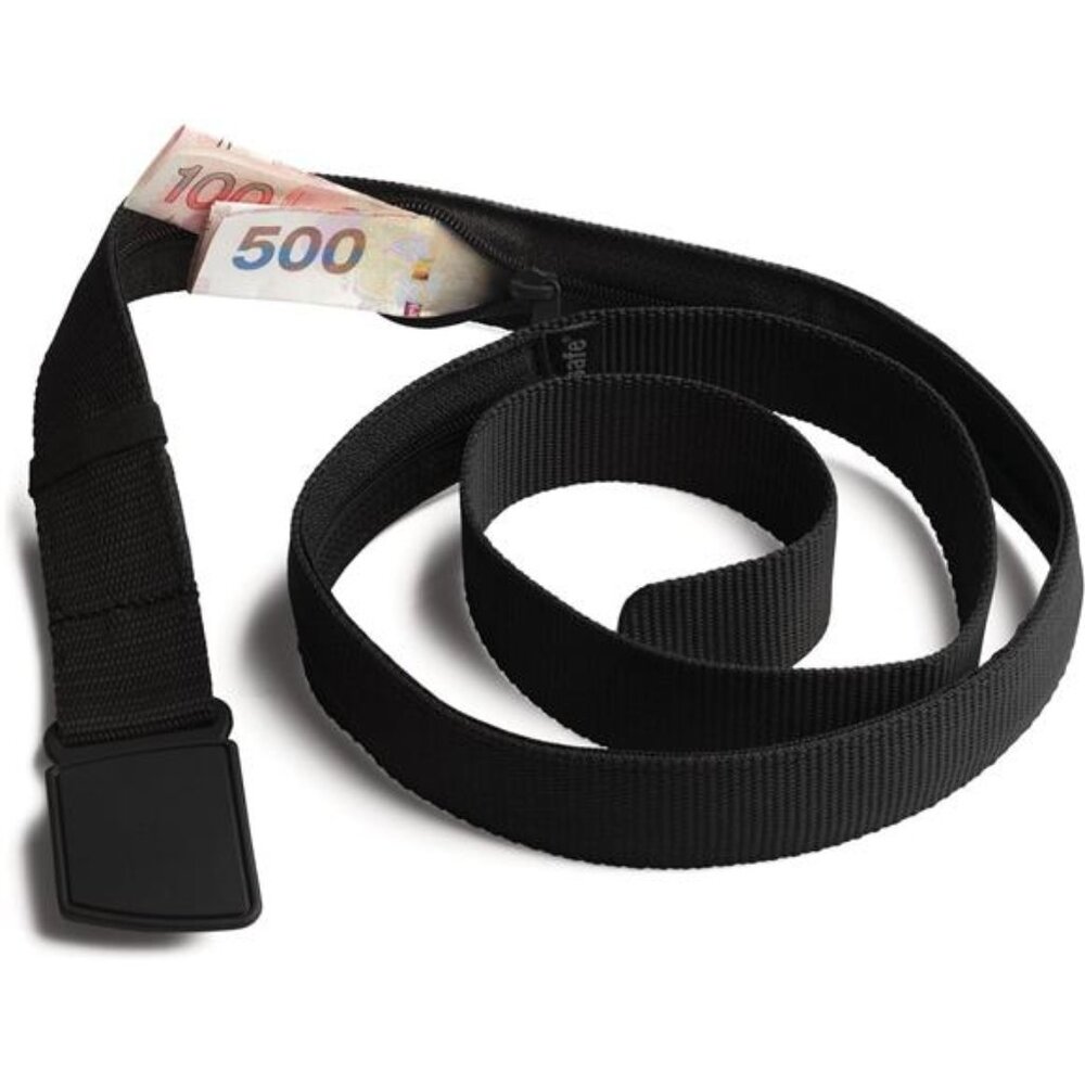 anti theft travel belt wallet hidden money pouch security waist belt black slim